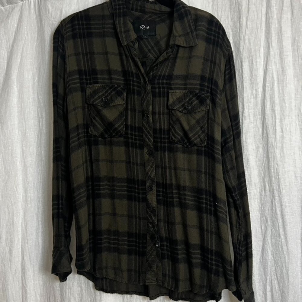 Green and Black Rails Flannel Size L